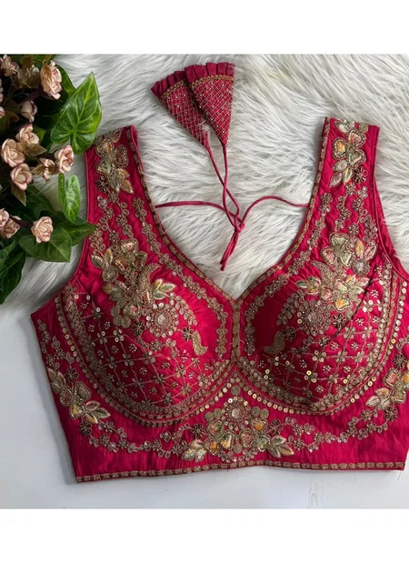 Tew Heavy Pure Soft Roman Silk Embroidery Work Blouse Collection Wholesale Online